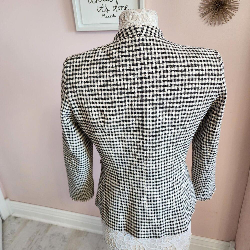 EUC Weekend MaxMara open black white houndstooth pattern jacket blazer S ? RR11 - Picture 3 of 9
